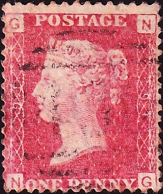 Великобритания 1864 год . Королева Виктория 1 p , пл. 91 . Каталог 7,0 фунтов . (016)  